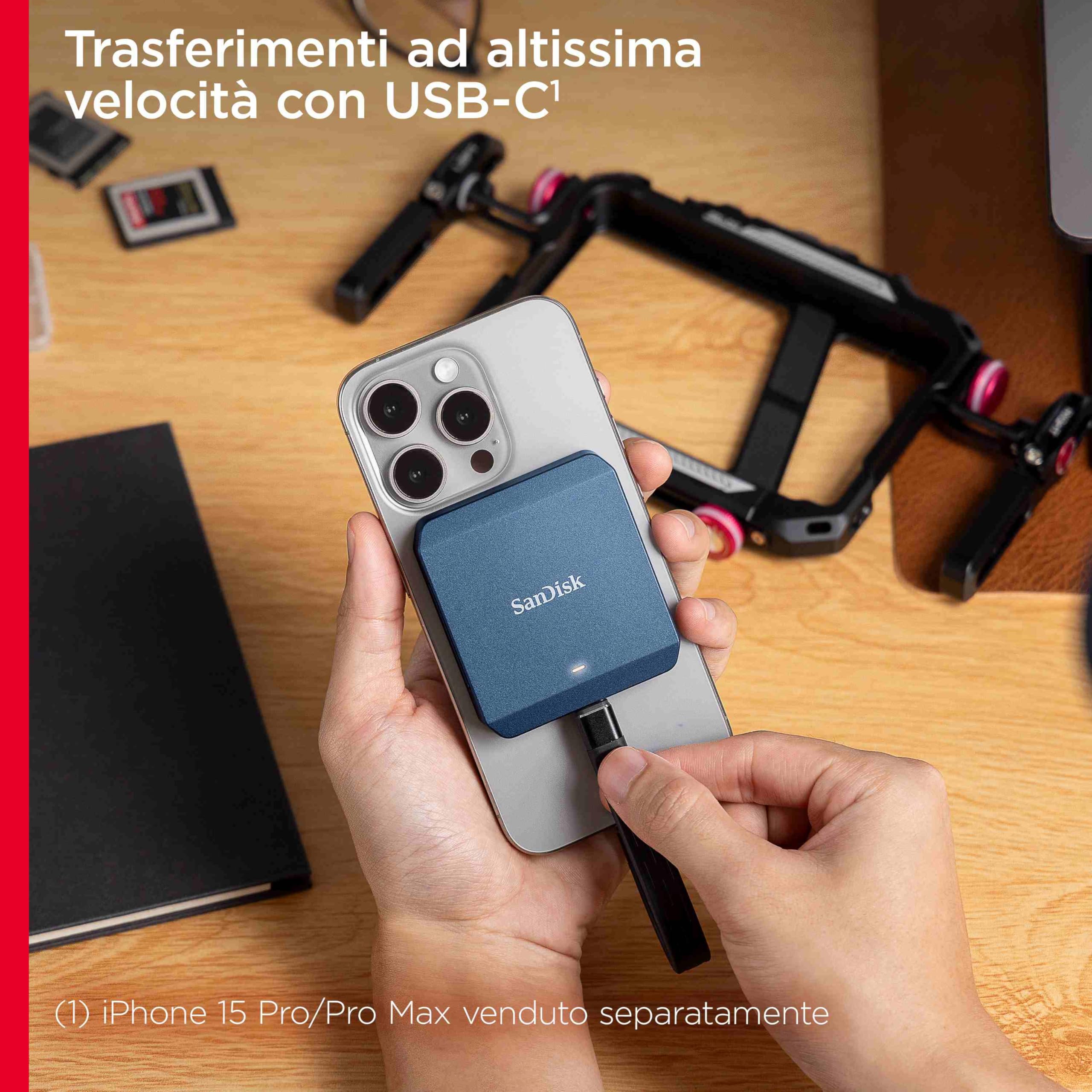 SANDISK PRO-CINEMA CFexpress Registratore Type B compatibile con MagSafe per iPhone 15 Pro-Pro Max, USB-C, 4K ProRes