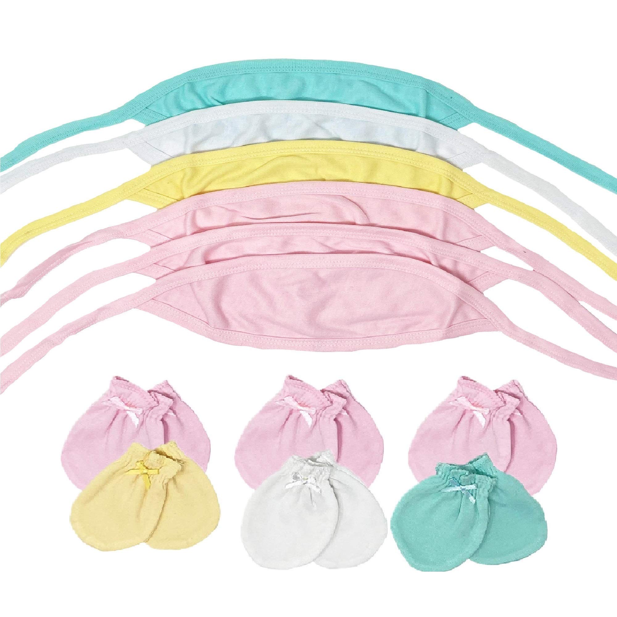 I&S Newborn Baby Gift Set 100% Cotton Belly Button Covers and Mittens for Boys Girls