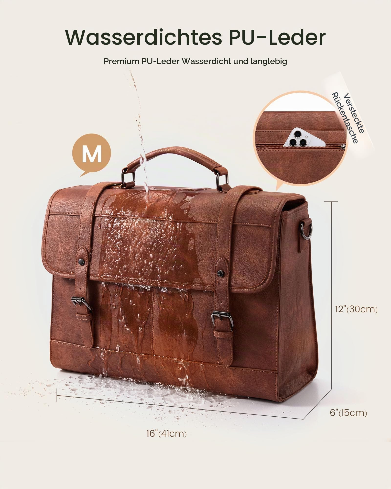 LOVEVOOK Aktentasche Herren Laptoptasche, Vintage Arbeitstasche Ledertasche Messenger Bag Handtasche Umhängetaschenfür Uni Büro Schule Business