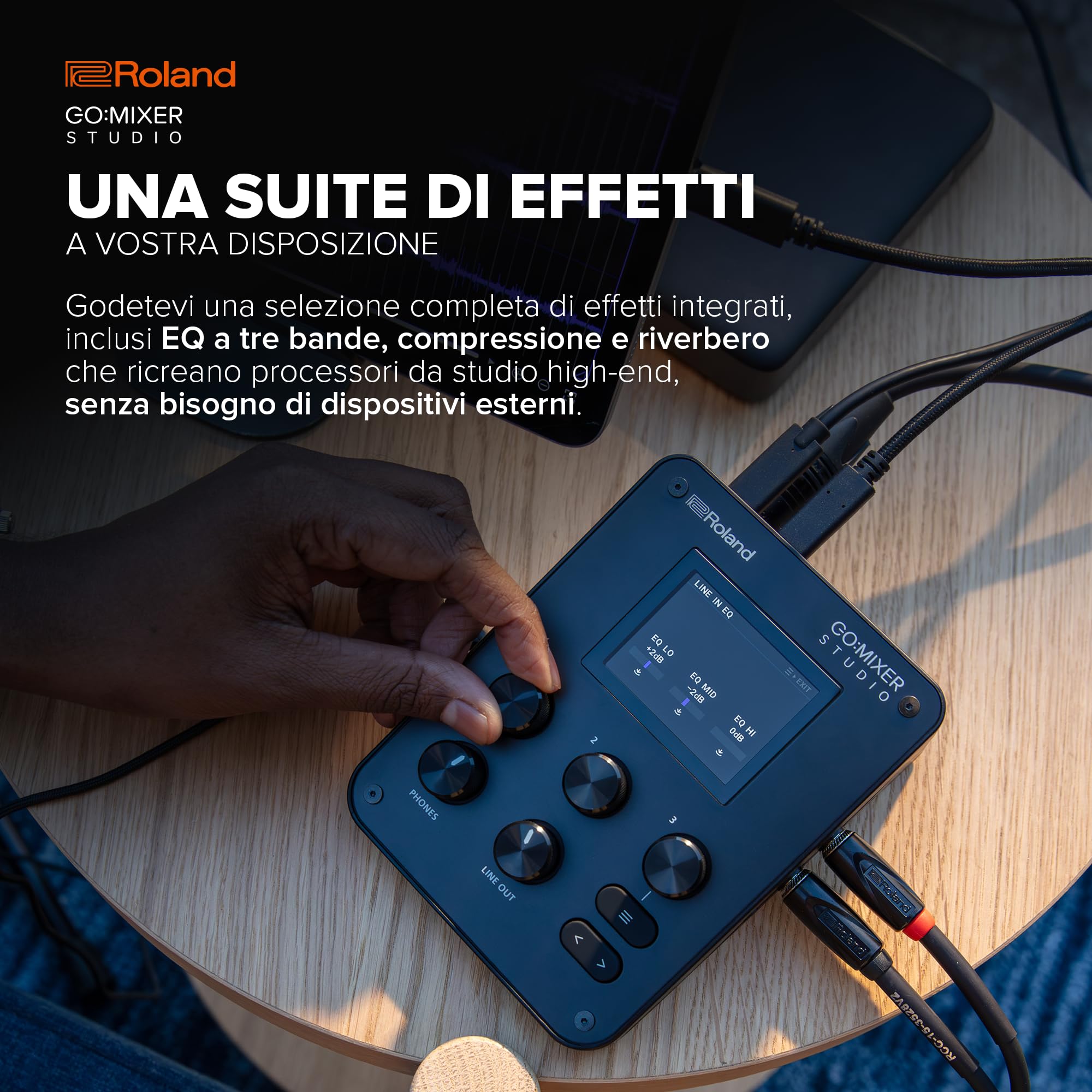 Roland GO:MIXER STUDIO | Mixer Multicanale e Interfaccia Audio Portatile | Perfetto per Content Creator e Musicisti | Suono di Qualità da Studio | Effetti Integrati | Ingressi e Uscite Espansi