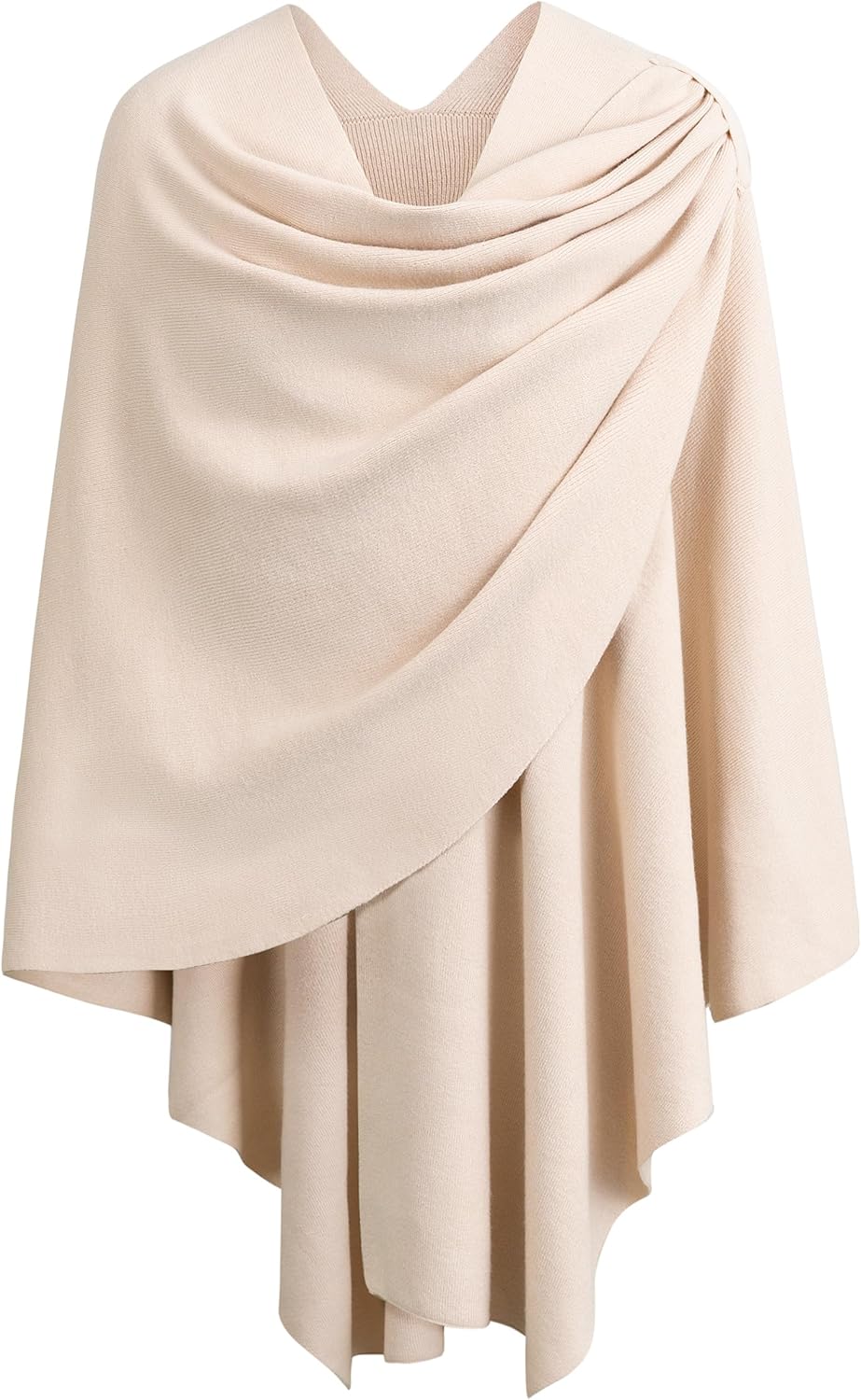 PULI Womens Large Cross Front Poncho Sweater Wrap Topper Knitted Elegant Shawls Cape for Fall Winter