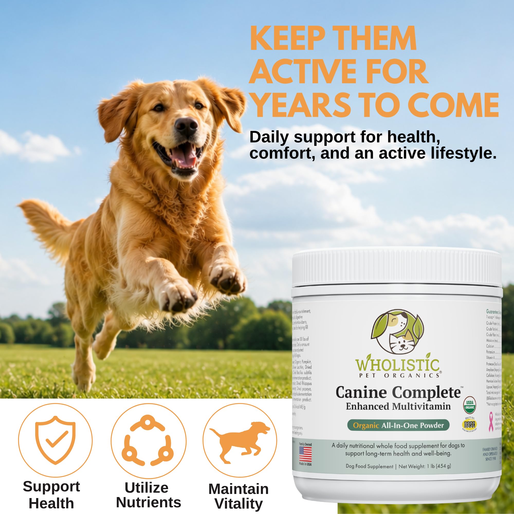 Organic Dog Vitamins with Organic Pumpkin Protein, 1 Lb, 45 Scoops — Amazon image 8