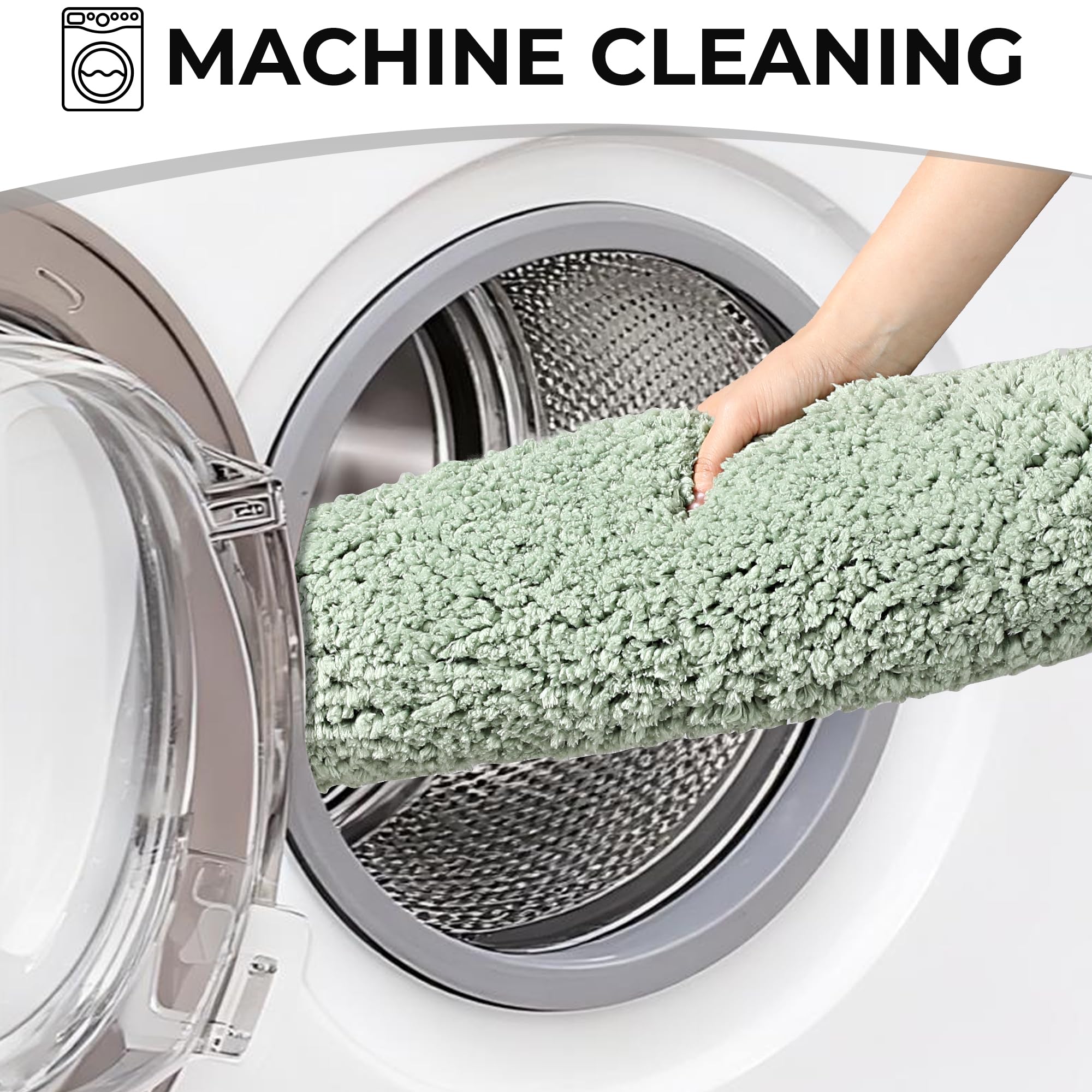 Baahrnom Toilet Mat 50x50 cm Non Slip Pedestal Mat Machine Washable Toilet Rug for Bathroom Floor, Sage Green, 50 x 50 cm (U-Shape) - Image 6