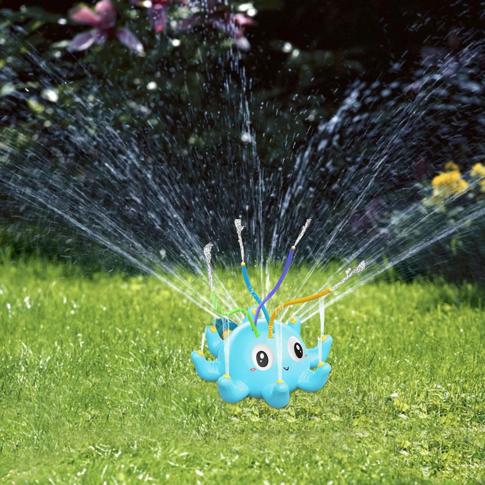 Aspersor De Agua Para Niños Al Aire Libre, Juguete De Agua Para Niños, Aspersor De Agua Para Jardín, Rociador De Césped De Pulpo Para Niños, Juguete De Baño Para Exteriores, Azul Y Rosa