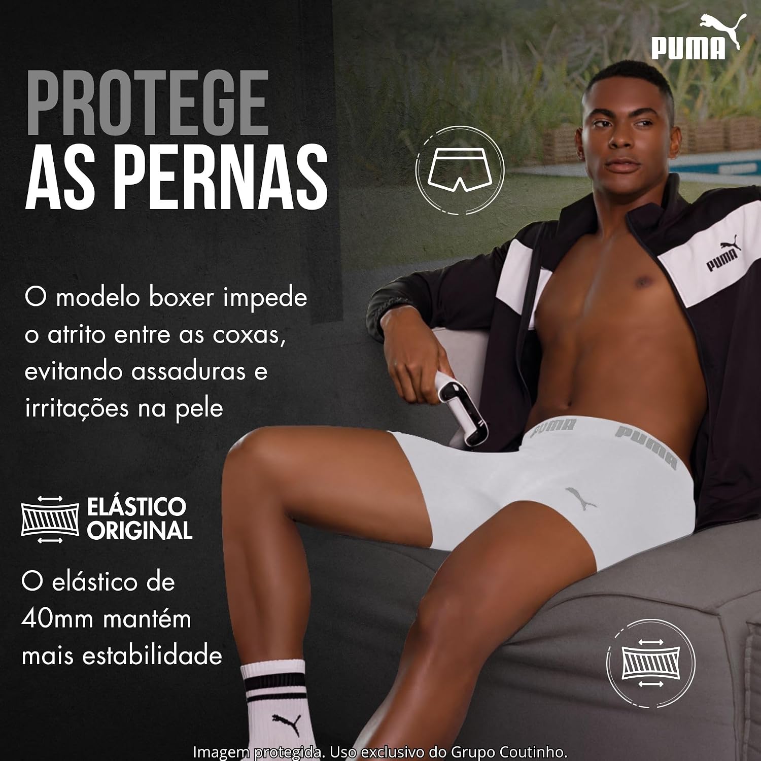 Cueca Boxer Puma Sem Costura Poliamida Toque Gelado Sport Dry Fit Masculina Cueca Boxer Puma Sem Costura Poliamida Toque Gelado Sport Dry Fit Masculina - Imagem 5