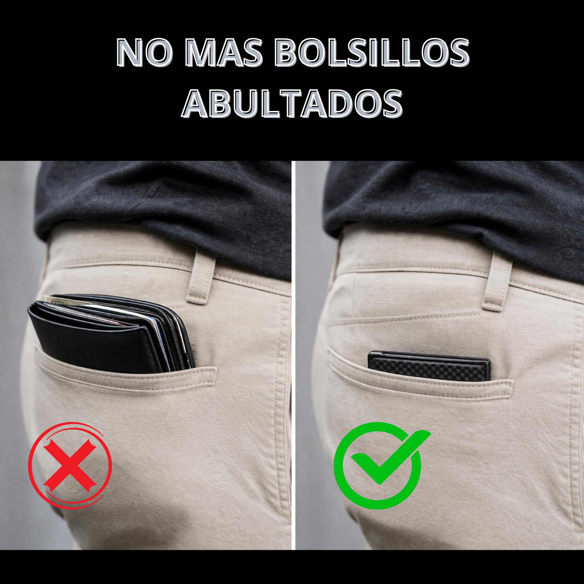 Cruban Cartera Minimalista Hombre RFID – Tarjetero Pop Up de Fibra de Carbono, Slim Wallet con Acceso Rápido para Tarjetas, Cartera Inteligente Antirrobo con Clip para Billetes — view 7