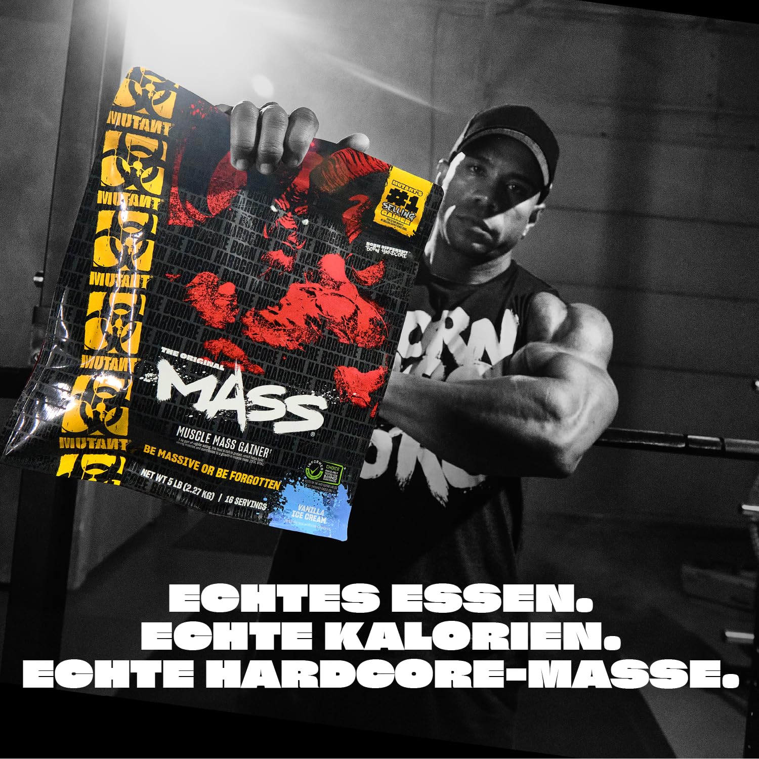 MUTANT Mass | Muskelaufbau | 1100 Kalorien, 56 g Protein, Vollwert-Kohlenhydrate, BCAAs und Glutamin | Ultimativer Hardcore Weight Gainer Shake | 6800 g | Vanilleeis