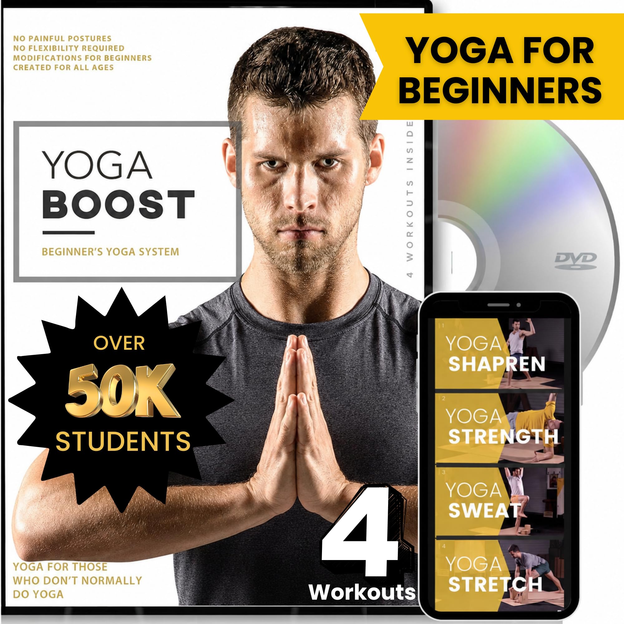 Yoga Boost – Beginner Yoga for Men & Women Who Don't Normally Do Yoga | Build Muscle, Lose Weight & Improve Flexibility | Even If You Can't Touch Your Toes