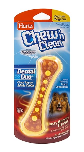 Hartz Chew 'n Clean Dental Duo Bacon Flavored Dog Chew Toy - Medium