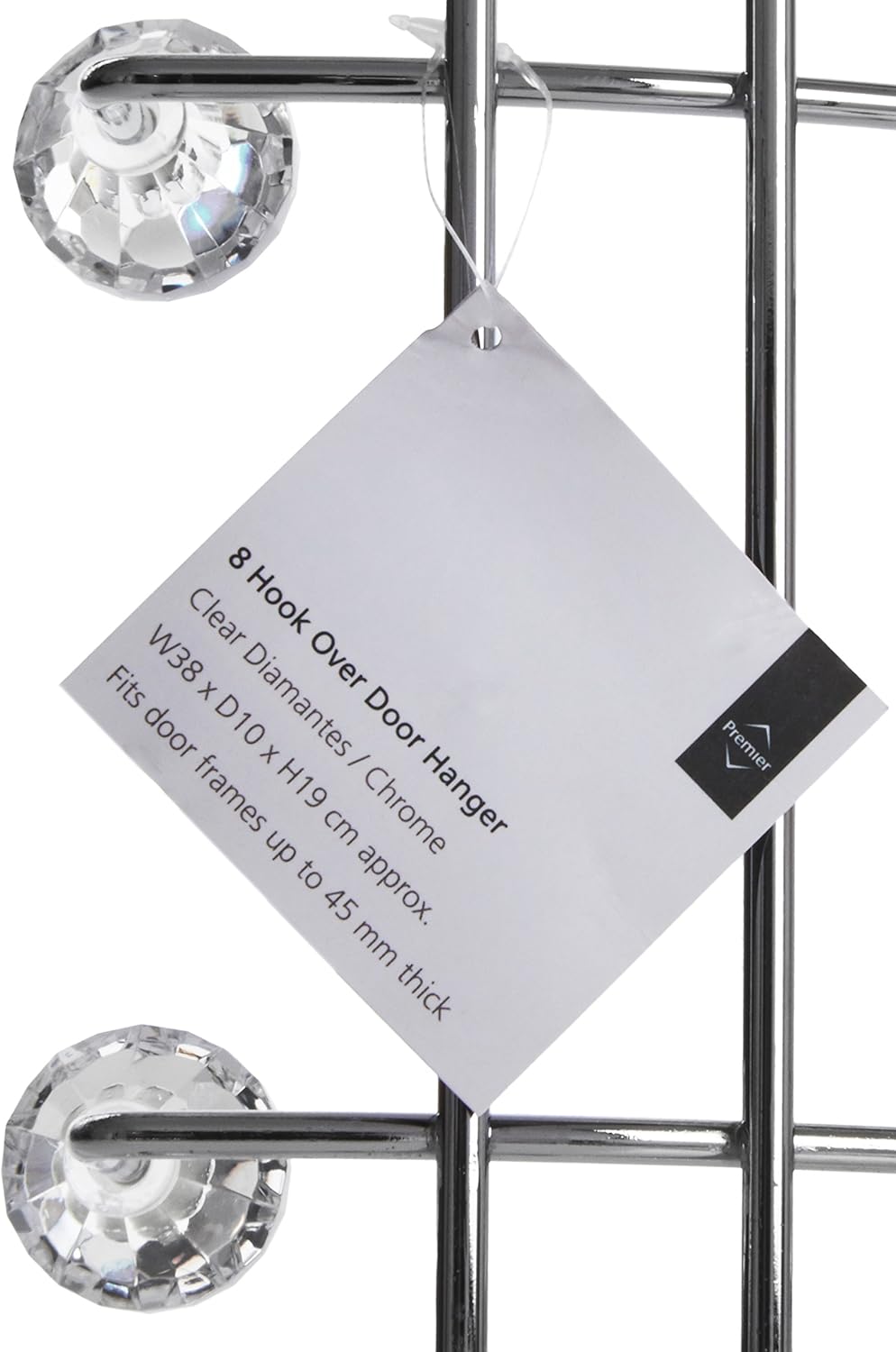 Premier Housewares 8 Hook Over Door Hanger with Diamantes - Chrome