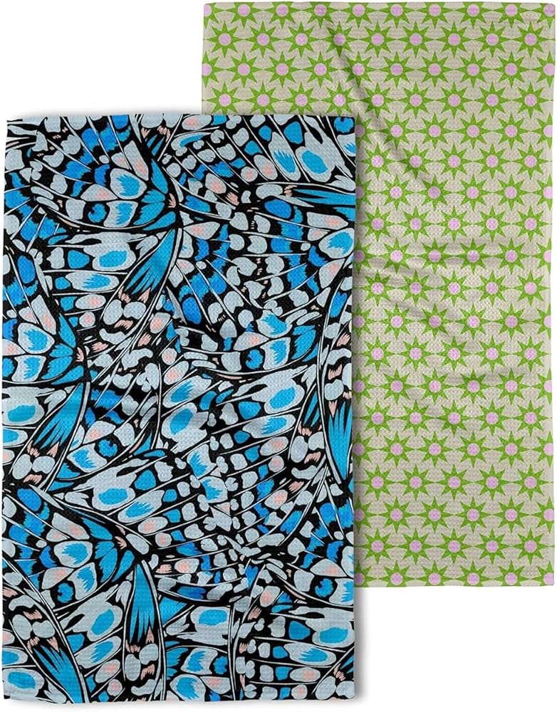 GEOMETRY Spring Kitchen Towels - Quick Dry Microfiber Cloth Spring & Summer Dish Towels for Kitchen Drying - Premium Quick Dry Towel - Flutter Bloom, 18" x 30" - 2-Pieces