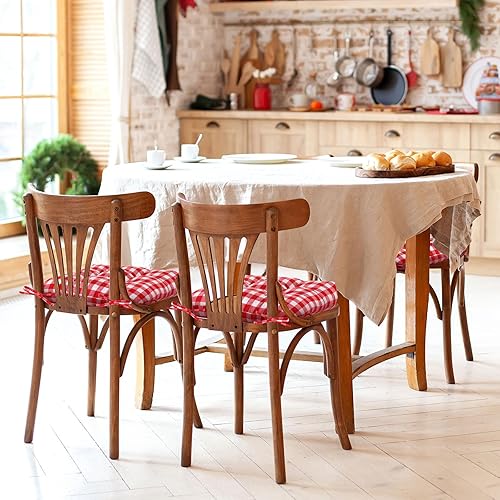 Miniatura 5 de Geetery Paquete de 4 cojines para sillas de comedor, cocina, oficina, cojines de asiento para silla de cocina con lazos, cojines para sillas de