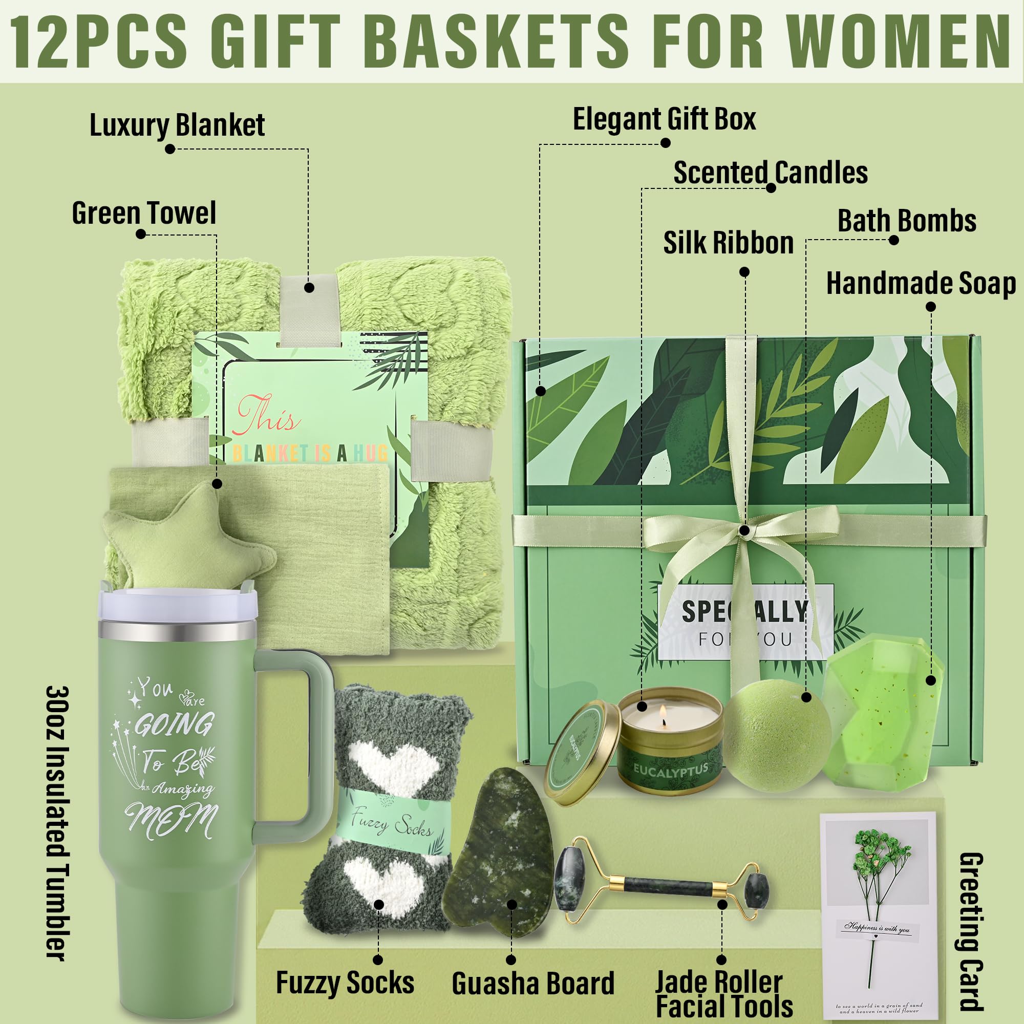 New Mom Gifts Care Package After Baby Pregnancy Gift for Mom First Mothers Day Gifts Self Care Gifts for Women Get Well Soon Gifts Basket Birthday Gifts for Women Relaxing Spa Gifts, by Allureza