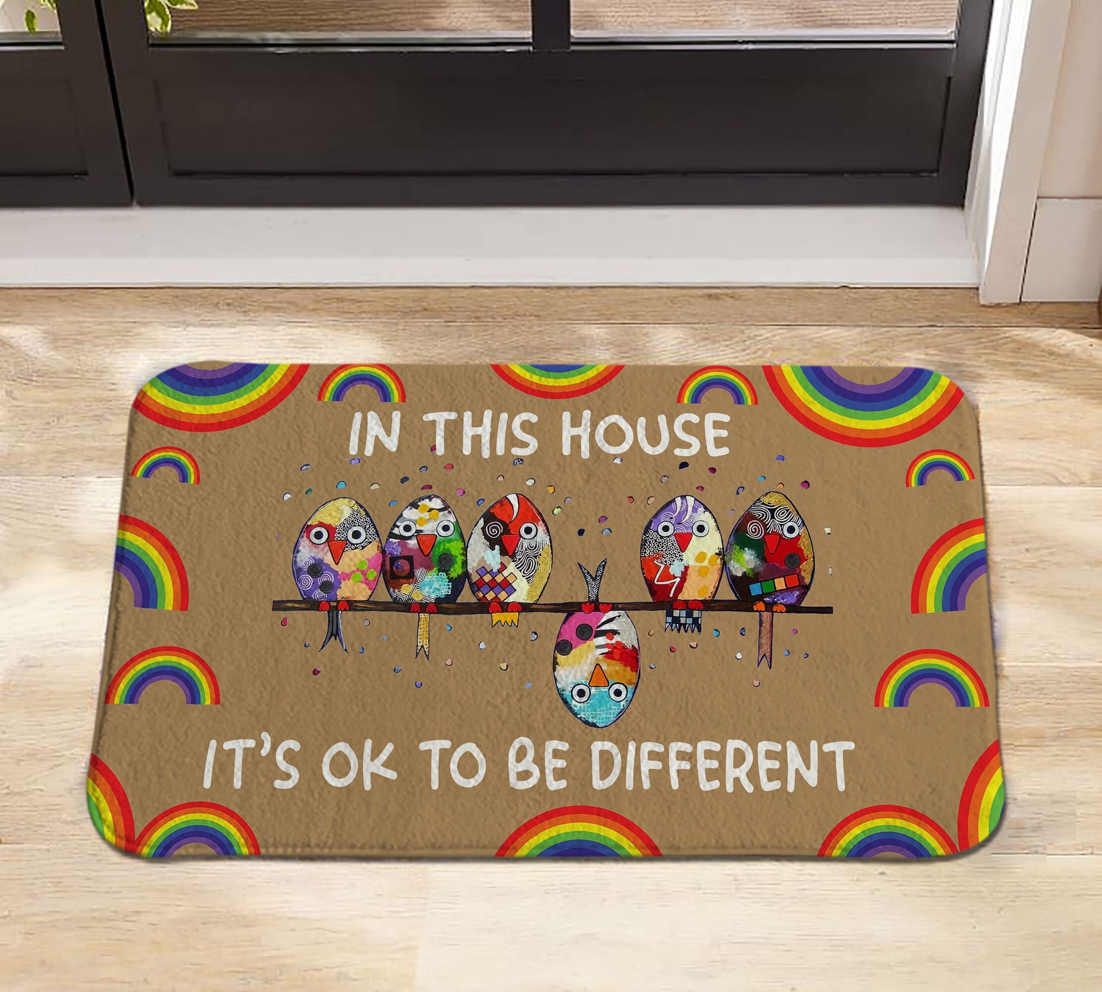 Generic In This House It's Ok to Be Different Doormat, 30x18 Inch, Multicolor, Welcome, Fun, Modern, Waterproof, Non Slip, Machine Washable
