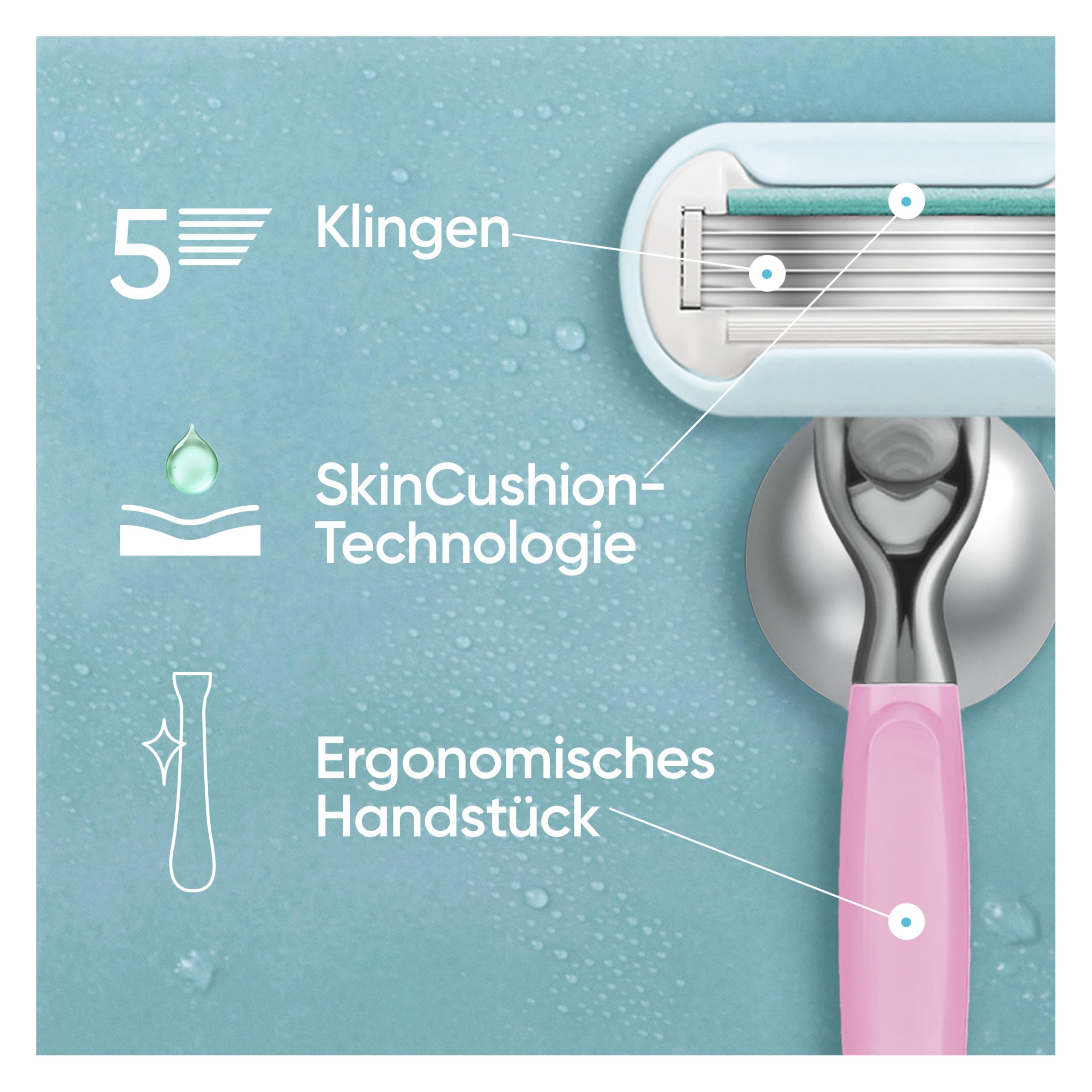 Gillette Venus Party Edition Rasierklingen Damen — 6 Original Ersatzklingen mit Einem Hauch von Aloe Vera für Damenrasierer, Nassrasierer für Frauen mit Sensibler Haut