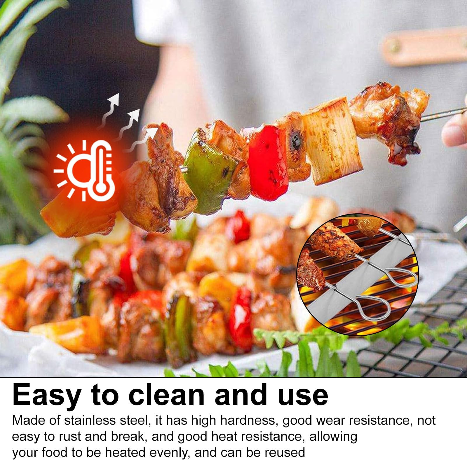 80 Pièces Aiguilles à Roulade / Brochettes Inox 15 Cm - Piques Barbecue Avec Œillet Multifonctions Pour Viande, Légumes, Grill