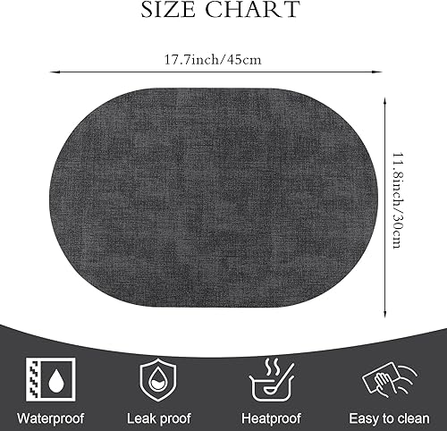 Miniatura 2 de Juego de 4 manteles individuales de piel sintética, resistentes al calor, lavables, fáciles de limpiar, antideslizantes, para comedor al aire libre,