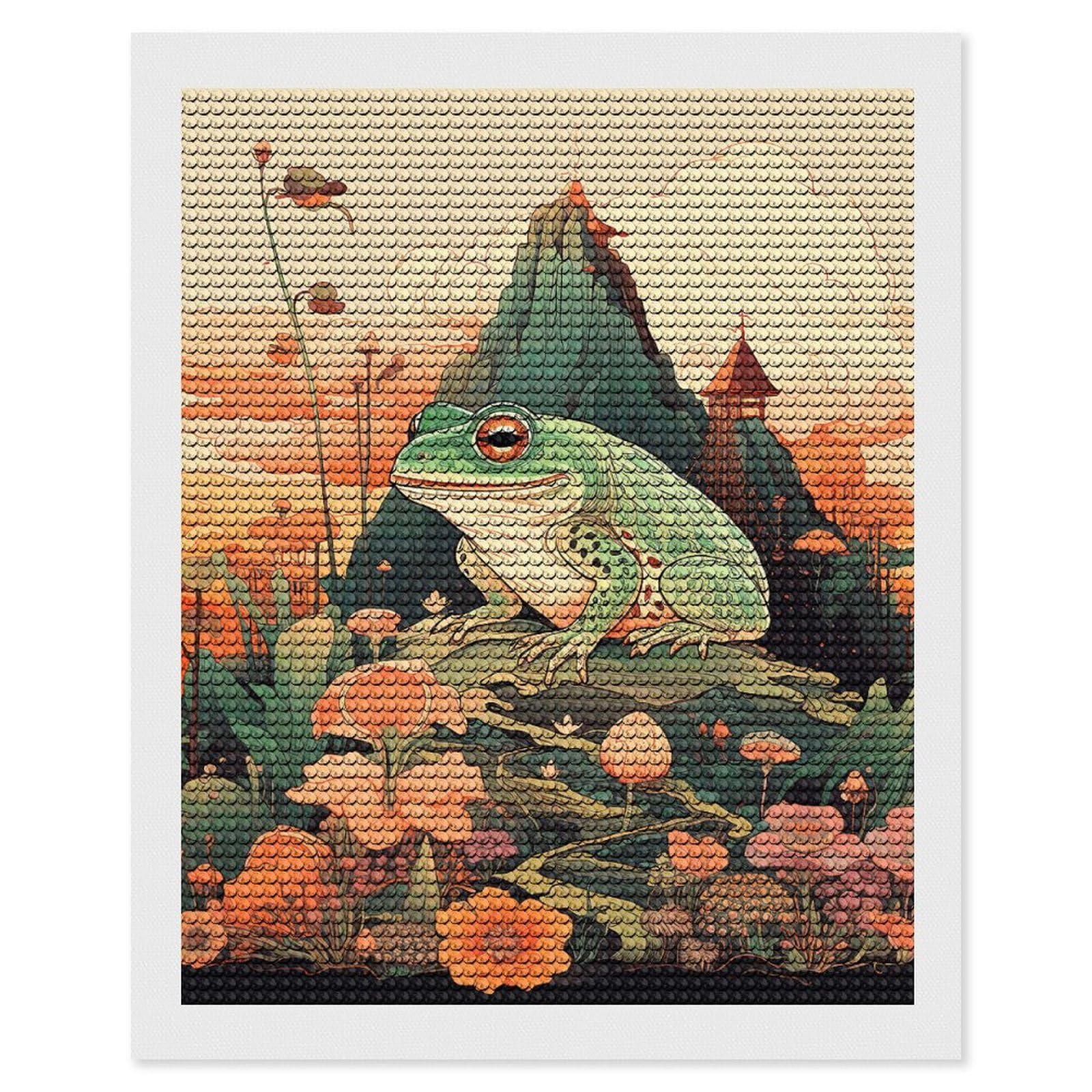 NONHAI Diamond Painting Kits for Adults - DIY Diamond Art Kits for Beginners - Full 5D Paint Drill Diamond Dots Paintings- Frog on Mountain Diamonds Pictures Gem Art and Craft Wall Decor 16"x20"