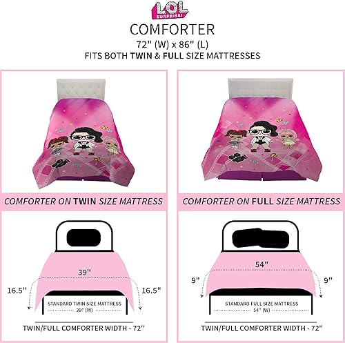 Miniatura 4 de Franco Ropa de cama para niños, edredón reversible de microfibra supersuave, tamaño individualmatrimonial, LOL Surprise