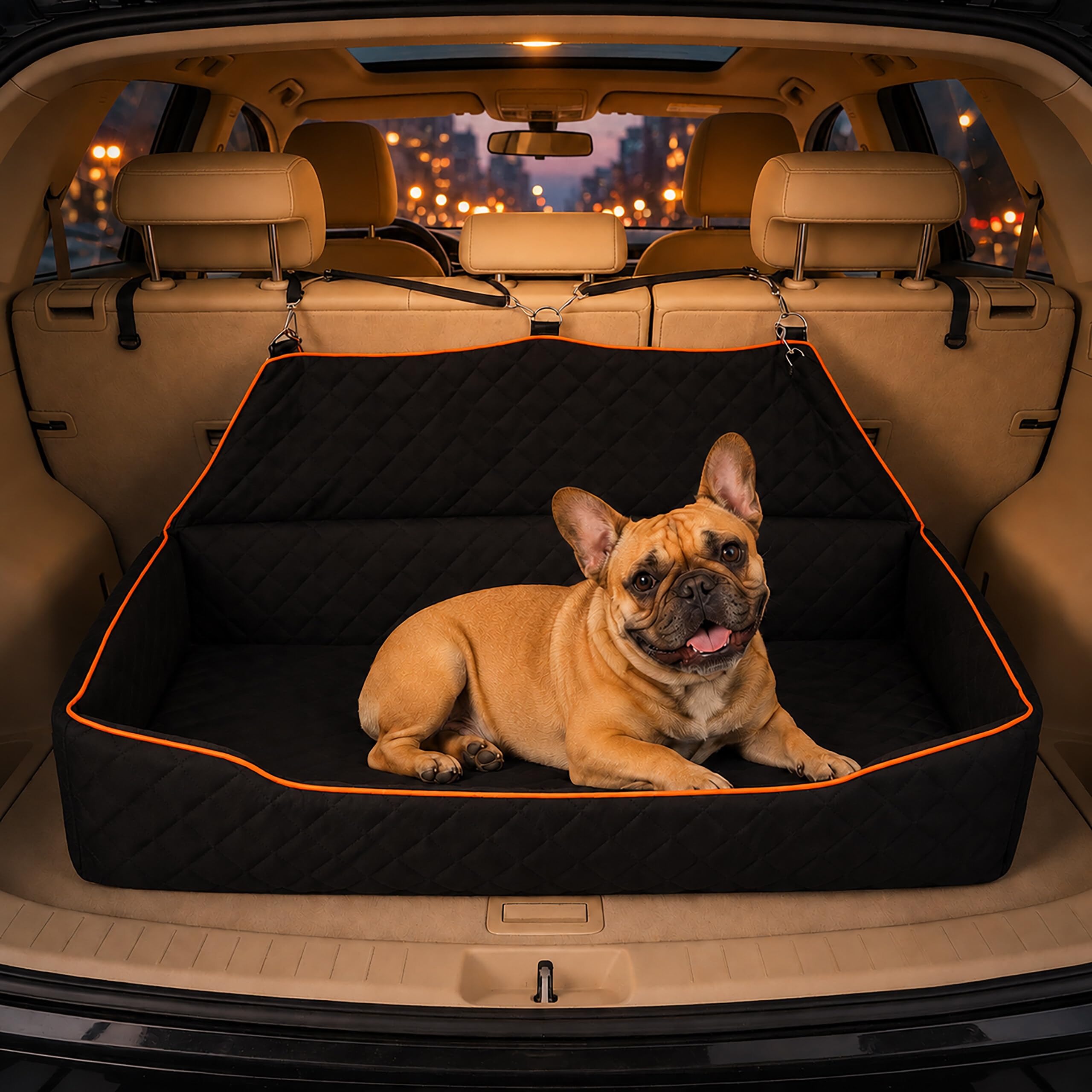 Relaxdays Asiento de Coche para Perros, Maletero y Asiento Trasero, Negro | perros grandes de hasta 60 kg, XXL, protección para el maletero, dimensiones: (Al x An x Fon) 20 x 110 x 50 cm