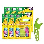 GUM Crayola Kids Flossers with Fluoride - Designed for Little Hands - Fun Grape Flavor - Easy to Use Kids Floss Picks for Children Ages 3+, 40 Count (Pack of 6)