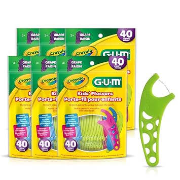 GUM Crayola Kids Floss Pick with Fluoride, Grape Flavor, 40 Count 6 Pack