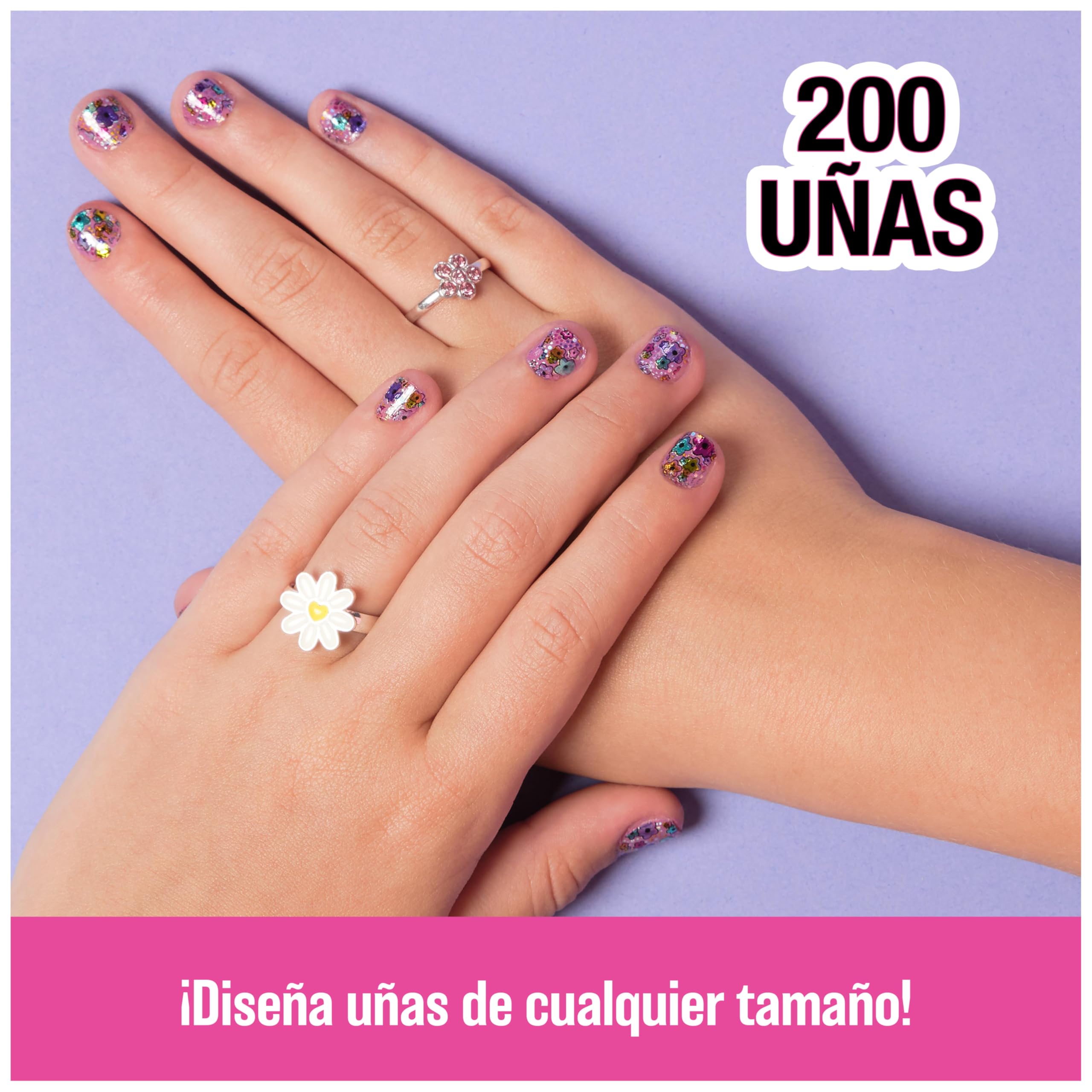 Cool MAKER - Go Glam Nail Studio - KIT MANICURA PARA NIÑAS: Crea 200 Uñas con 4 Diseños Diferentes - Manualidades - Juguetes Niñas 7 Años +