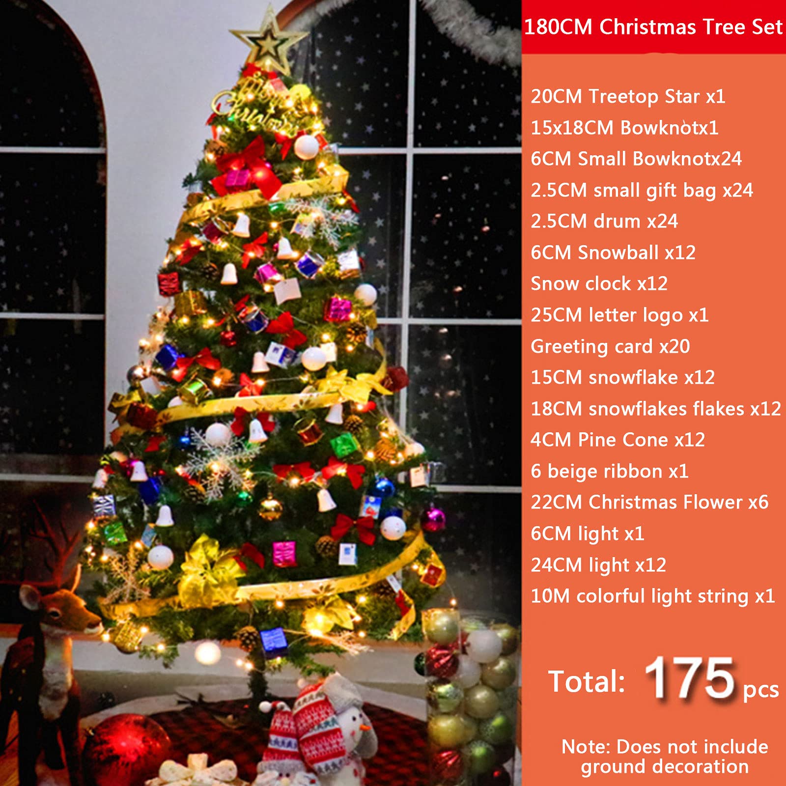 Amazon.co.jp: クリスマスツリー 180cm クリスマスツリーセット 赤い実