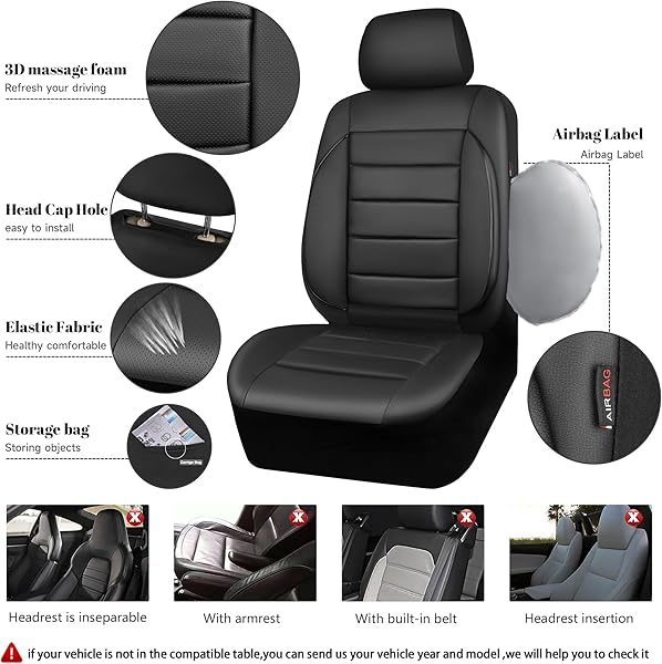 CAR PASS 3D Faux Leather Front Seat Covers 4