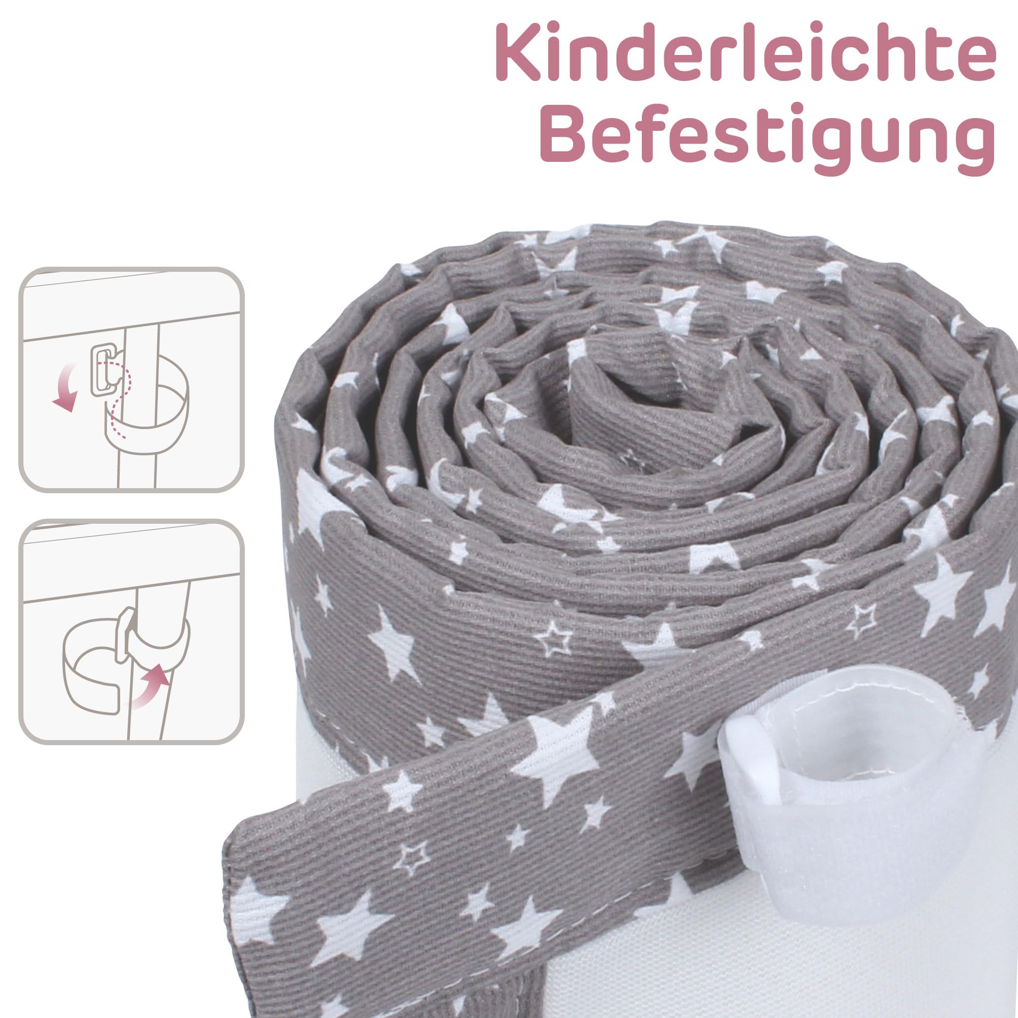 babybay Nestchen 3D Mesh-Piqué passend für Modell Boxspring XXL, taupe Sterne weiß
