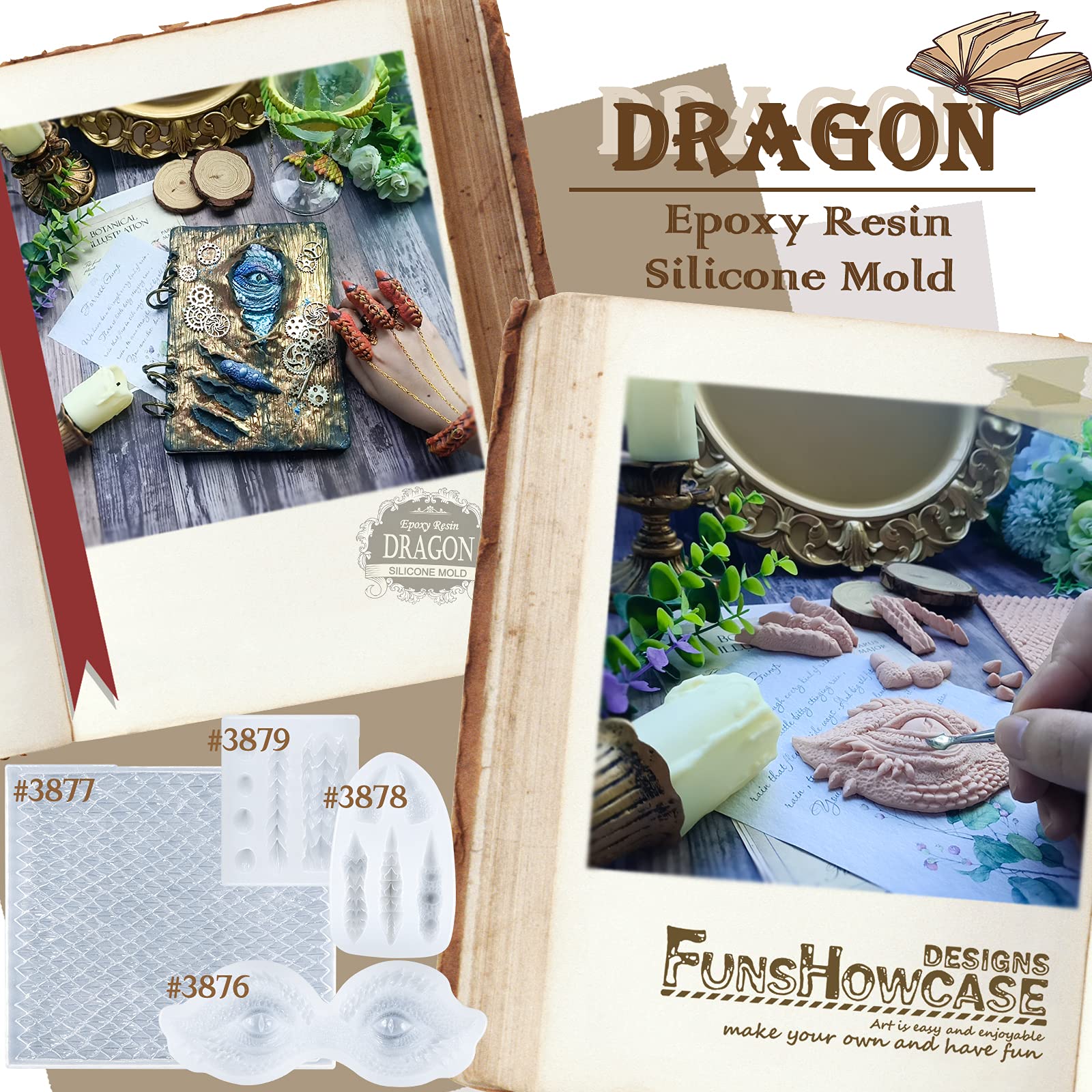 Dragon Epoxy Resin Silicone Molds Set Scales Skin Eyes Claws Dorsal Fins for Fondant Cake Decoration Chocolate - Image 4