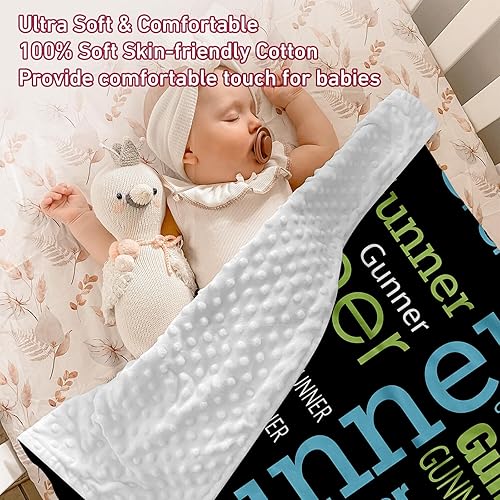 Miniatura 4 de Manta de bebé de doble capa para recién nacido, manta de bebé negra personalizada, regalos de cumpleaños para niños y niñas, manta de bebé