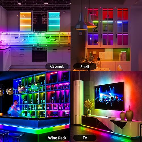 Miniatura 7 de Kit de 6 luces RGB para debajo del gabinete, aplicación inteligente y control remoto para debajo del gabinete, luces regulables debajo del mostrador