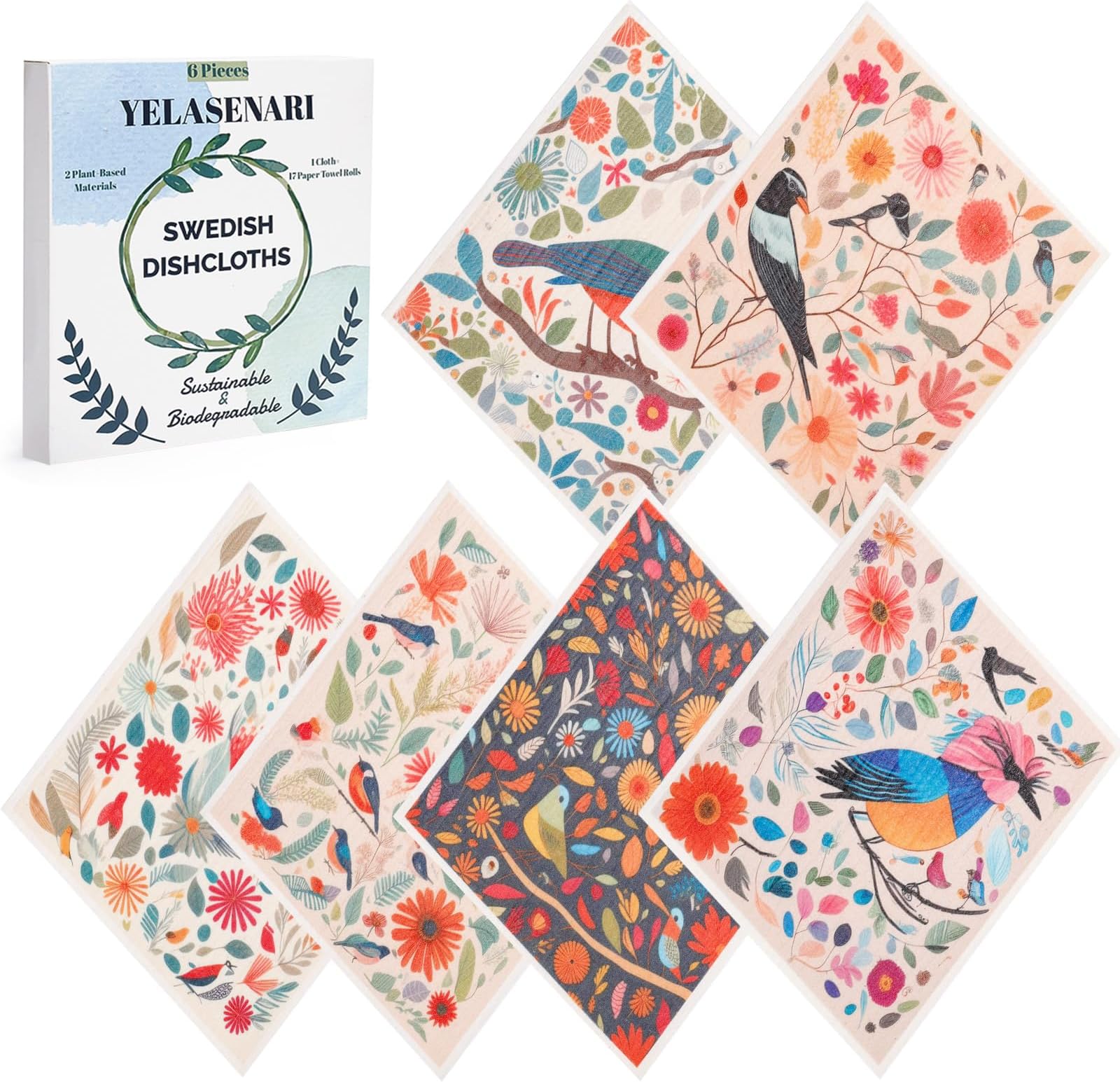 Homaxy Swedish Dishcloths For Kitchen, 10 Pack Reusable And Washable
