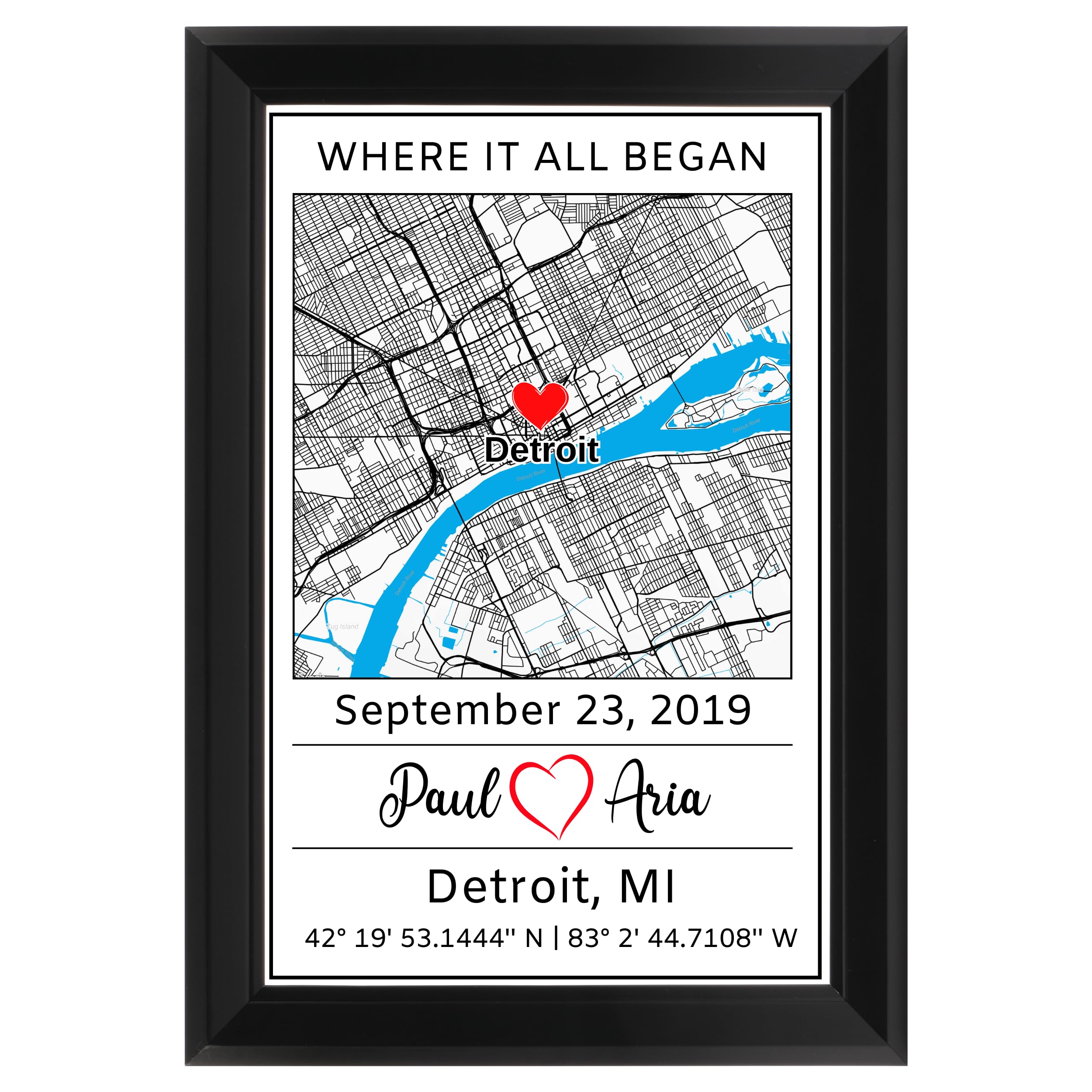 Personalized 'The Night We Met' Star Map, Custom Star Map Anniversary Gift for Couples and Wife, Star Map for Specific Date with Coordinates, First Date Plaque, Unframed & Framed Options