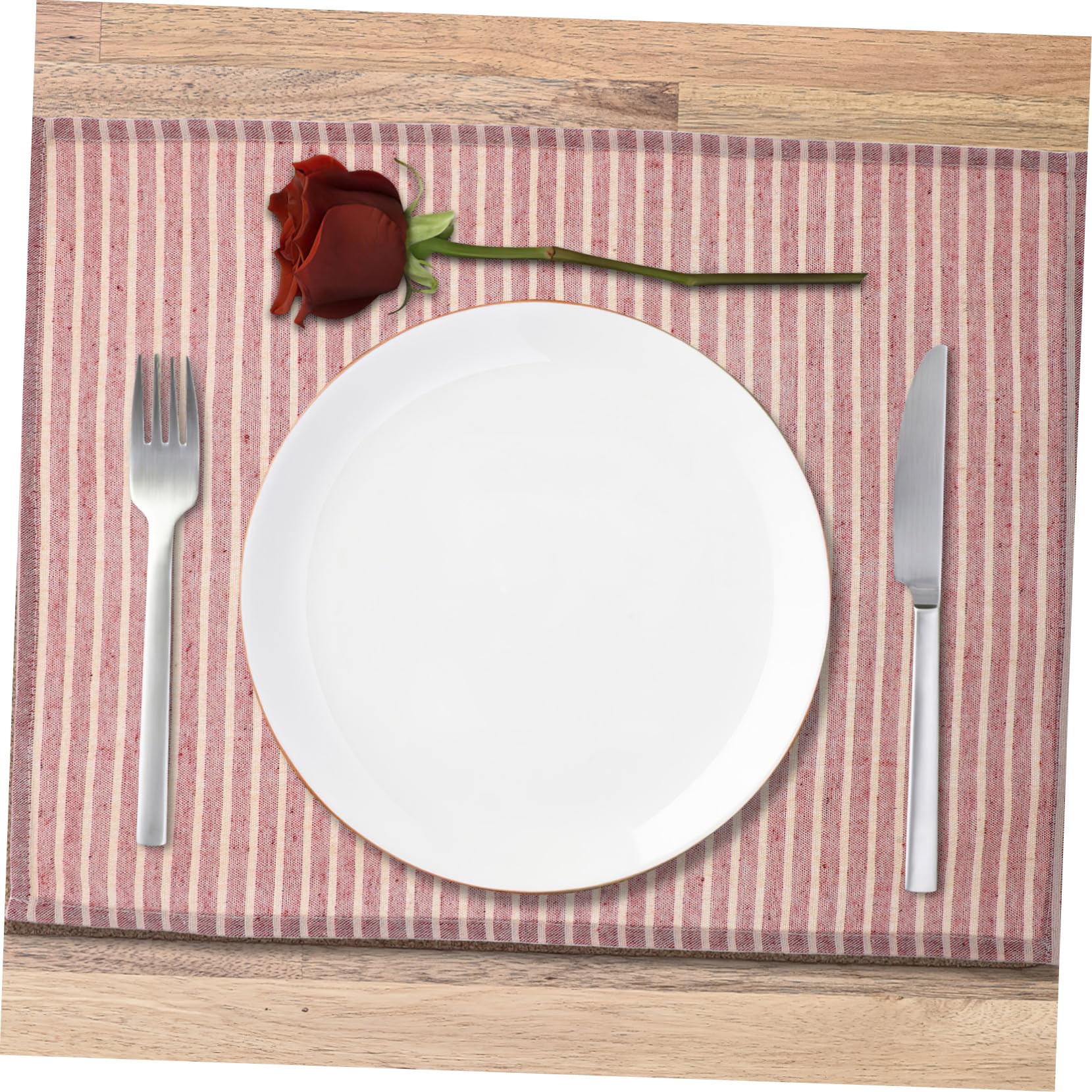 Serviettes Élégantes À Rayures Lot de 12 Pièces en Lin Coton Réutilisables pour Dîner