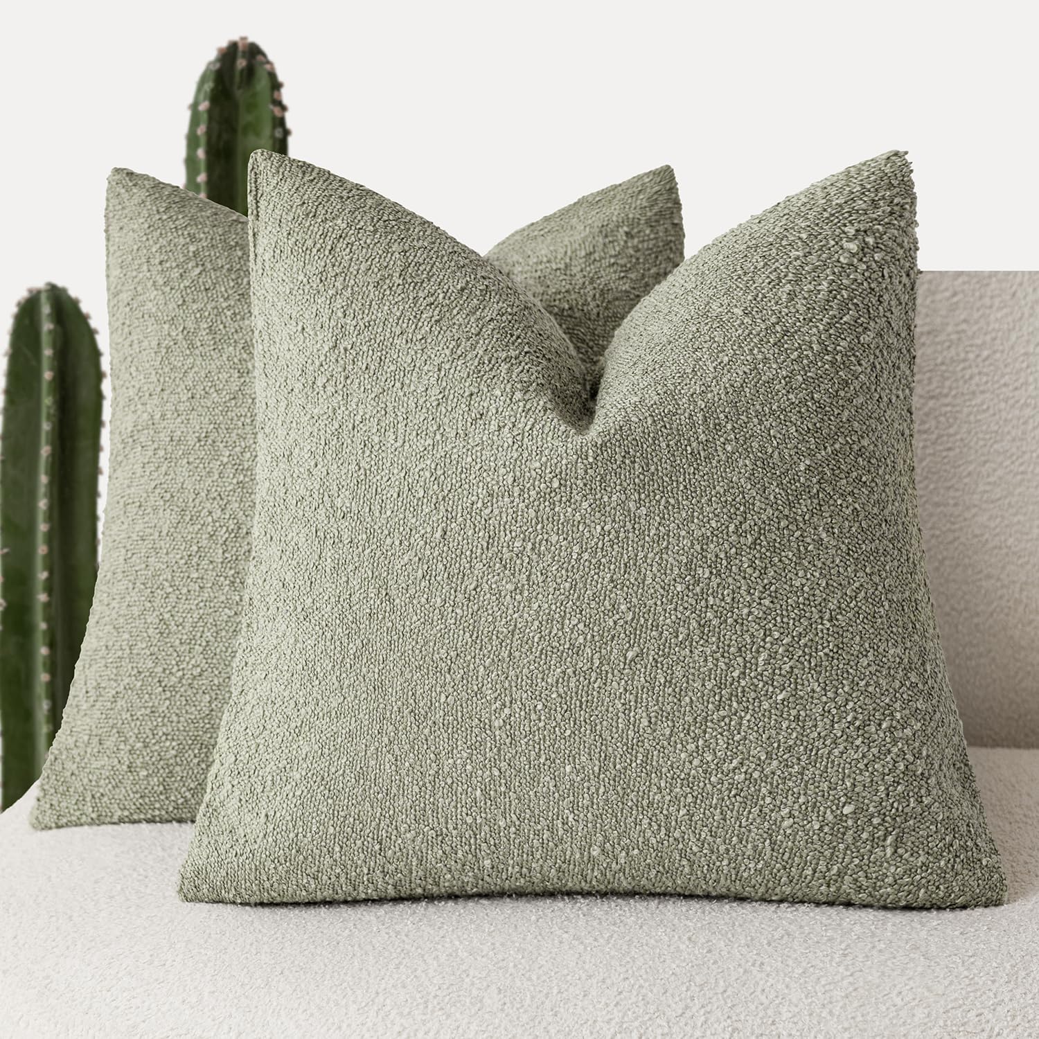 Foindtower Set di 2, Federe Decorative per Cuscini da Lancio con Texture Bouclé, Federe per Cuscini Accent Tinta Unita Neutre Morbide, Custodia per Cuscino da Divano per Sedia Divano Camera da Letto