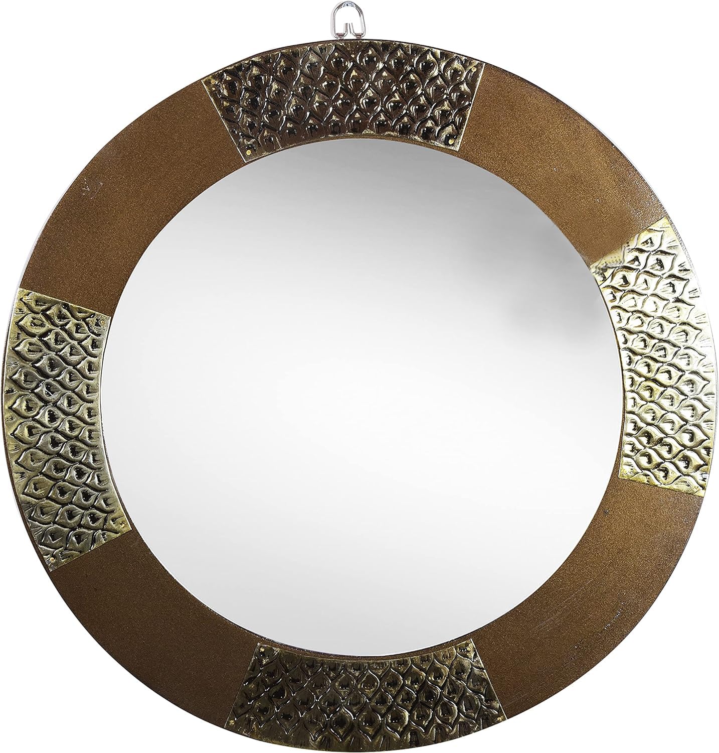 Miroir mural rond pour illuminer une entrée sombre avec son cadre laiton rustique