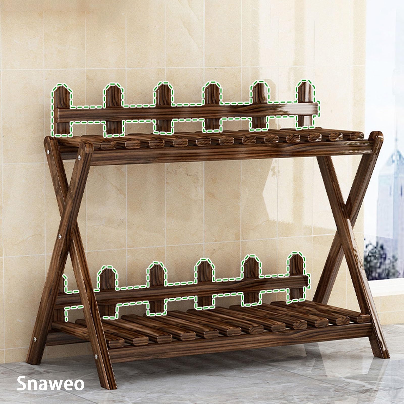 Amazon.co.jp: Snaweo 木製フラワースタンド、2段ガーデンラック、25.6