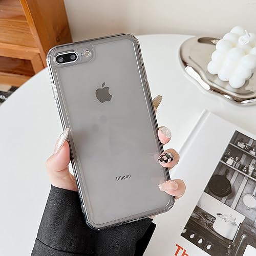 ZTOFERA Case for iPhone 7 Plus/8 Plus,Clear Soft Silicone Bumper Protective Retro Color Transparent Shockproof Phone Case - Gray