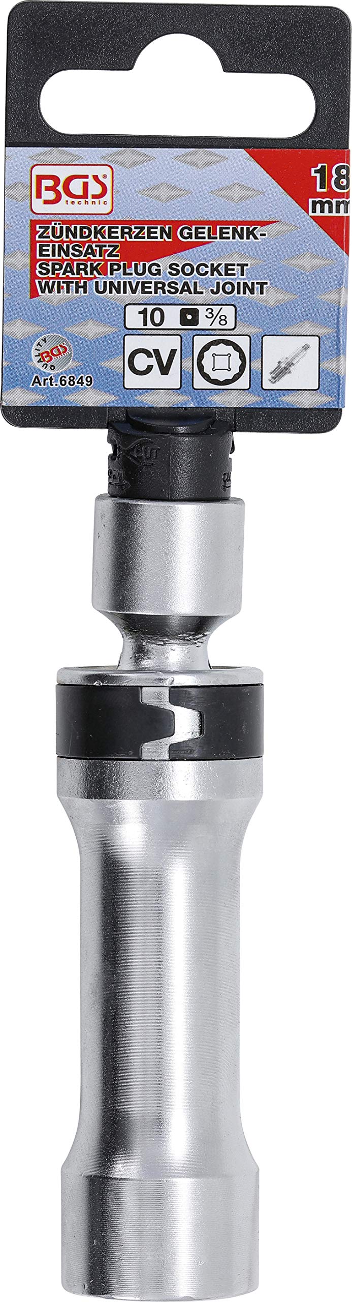 BGS 6849 | Douille articulée à bougie douze pans avec ressort de retenue | 18 mm