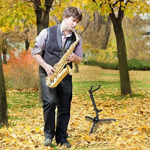 Miniatura 7 de EASTROCK Alto & Tenor - Soporte plegable para saxofón con 2 soportes desmontables para flautaclarinete