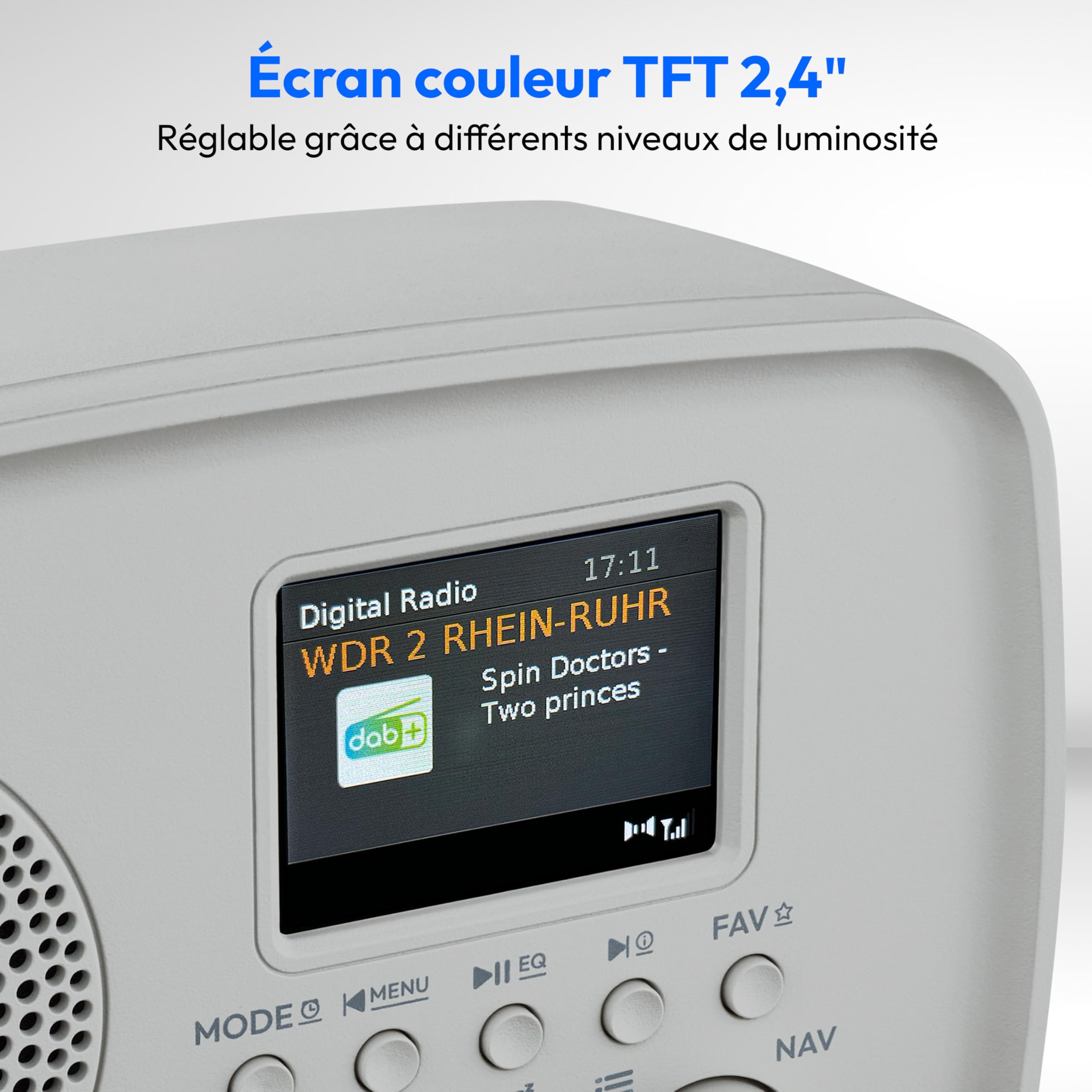 MEDION Radio Dab+ avec Bluetooth DRE-1 (Dab Plus, Radio FM, Protection Anti-Gouttes, antenne télescopique, réveil, Fonction Snooze, variateur d’Affichage, système d’Alerte d’Urgence ASA), Gris