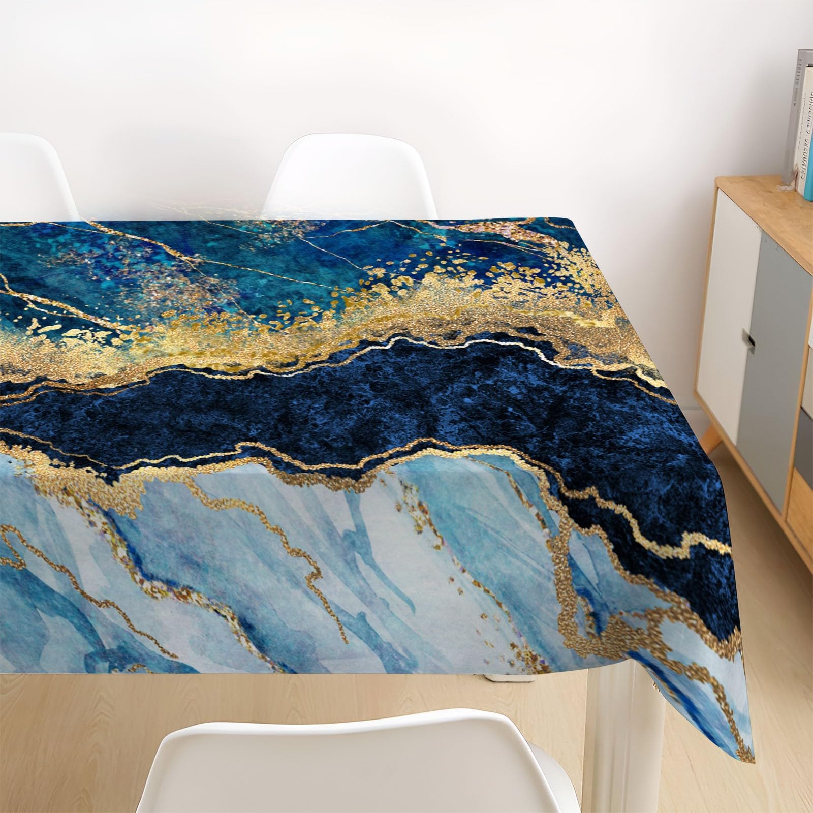 Obrus 150 x 210 cm pozłacany marmur zmywalny obrus wodoodporny bez zagnieceń obrus na stół kuchenny pyłoszczelny dekoracja stołu ogrodowego 2 szt