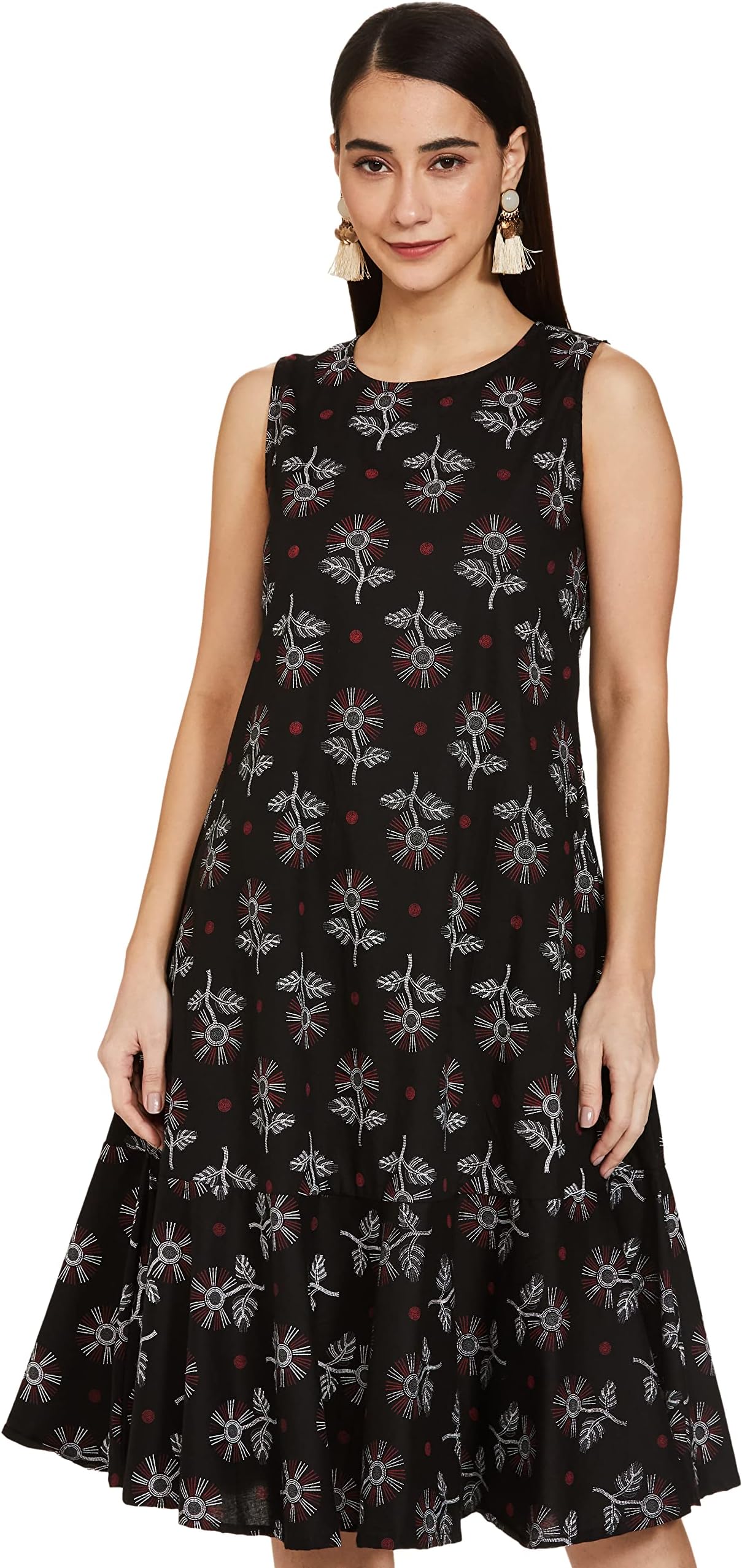 Amazon Brand - MyxWomen's Cotton Knee-Length Rayon A-line Dress