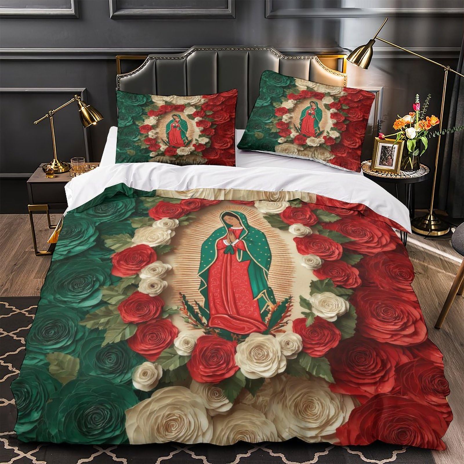 Housse de couette Vierge Marie 140x200 parure lit 3D religieux couple