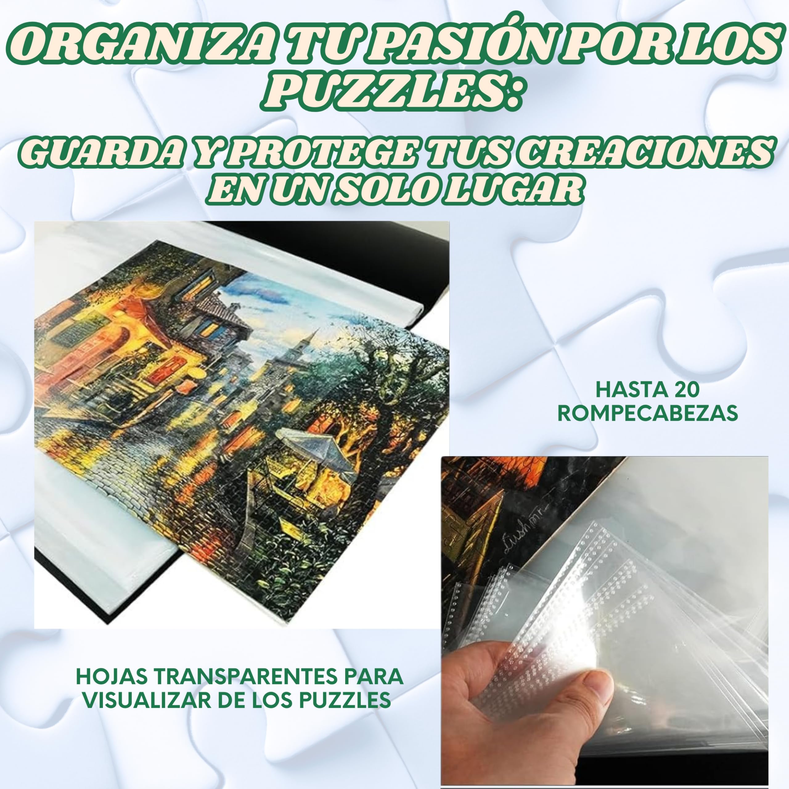 Carpeta de almacenaciento de Puzzles - Album para Guardar Rompecabezas de 1000 Piezas - Capacidad para 20 Puzzles