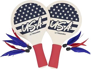 Triumph Sports Patriotic Rally Birdie Set, A New Kind of Paddle Ball Perfect for Parties and Outdoor Events, Includes Two Types of Birdies and Two Paddles, Multi