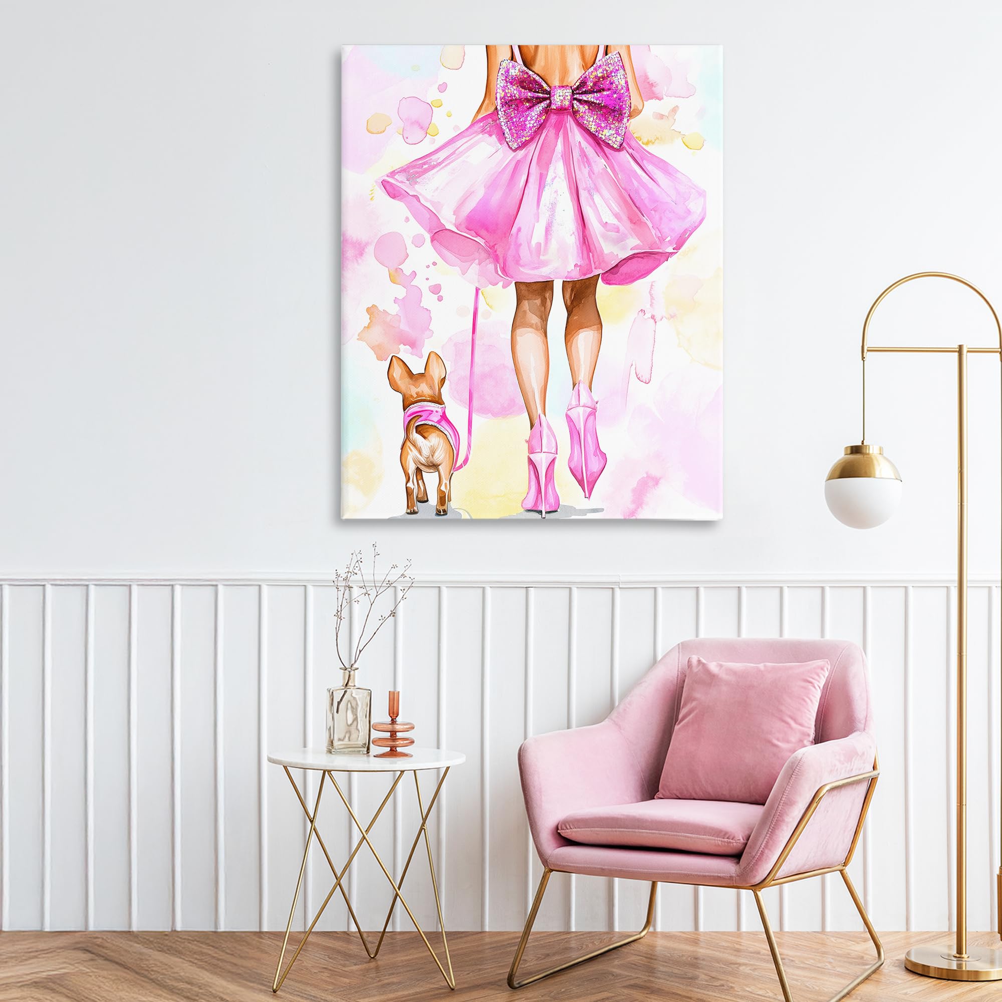 Stupell Industries Walking The Runway Gal Canvas Wall Art design by Jess Stempel, 30 x 24