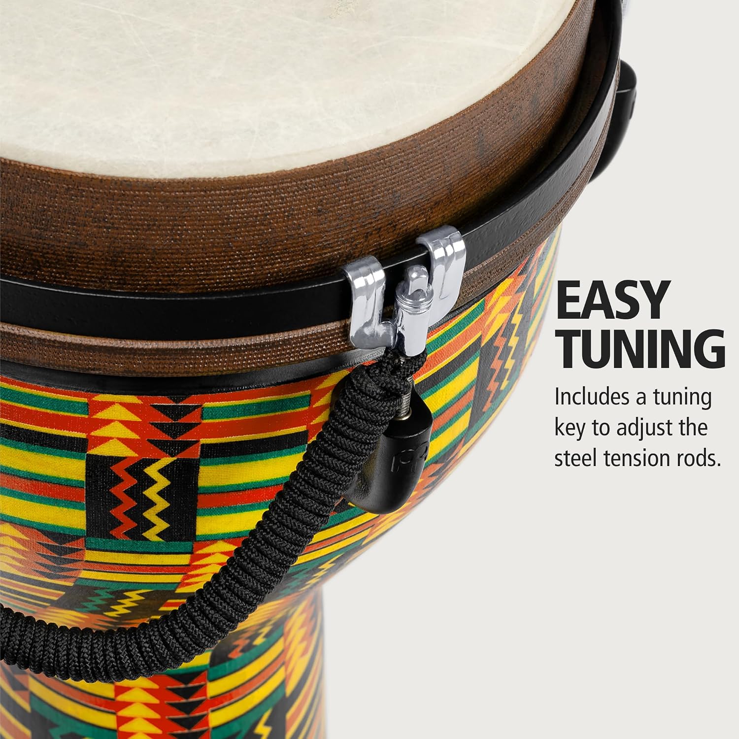 Jumbo Djembe Hand Drum with Deep Bass Tone — NOT MADE IN CHINA — Synthetic Shell and Head, 2-Year Warranty
